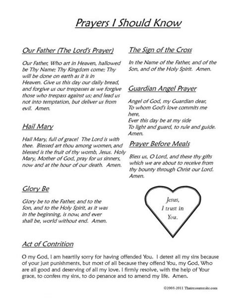 basic catholic prayers printables