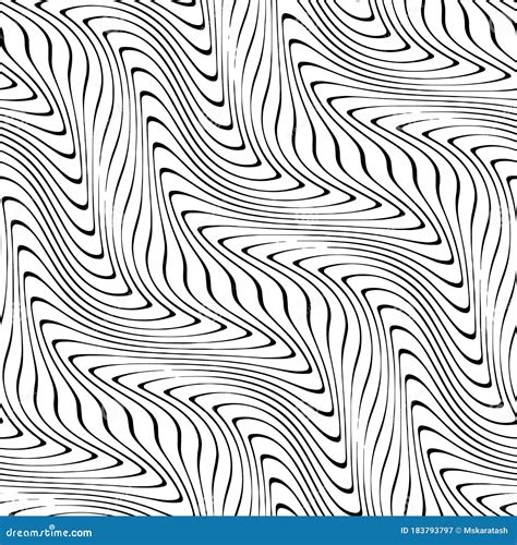 Full Seamless Modern Wave Lines Pattern Vector Classic Black And White