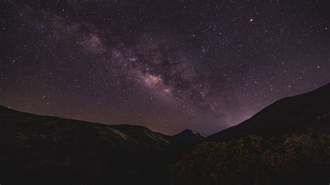 Starry Sky Mountains Night Milky Way 4k Hd Wallpaper