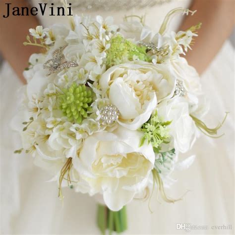 Janevini Artificial Ivory White Rose Peony Bridal Wedding