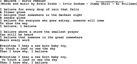 I Believe By Elvis Presley Lyrics