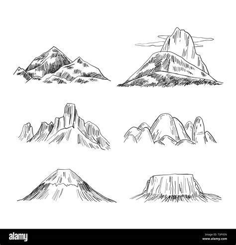 Set Of Hand Drawn Mountains Vector Illustration Stock Vector Image