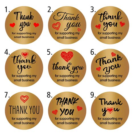 Gold Thank You Small Business Stickers Business Labels Etsy