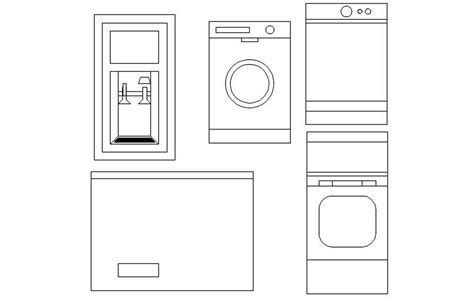 2d Plan And Elevation Of Washing Machine Cad Blocks Inn AutoCAD Dwg