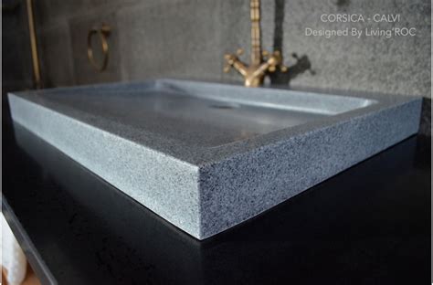 gray granite stone trough bathroom sink corsica