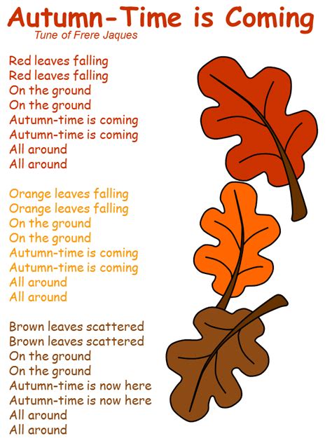 Template Fall Preschool Activities Kindergarten Songs Fall Lesson Plans