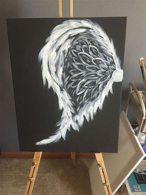Angel Wing Painting Acrylic On Black Canvas Black Canvas Paintings