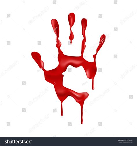 Bloody Handprint Red Vector Realistic Handprint Stock Vector Royalty