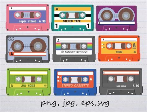 Lot Of Vintage Cassette Tapes Clipart Vector Graphics And Etsy
