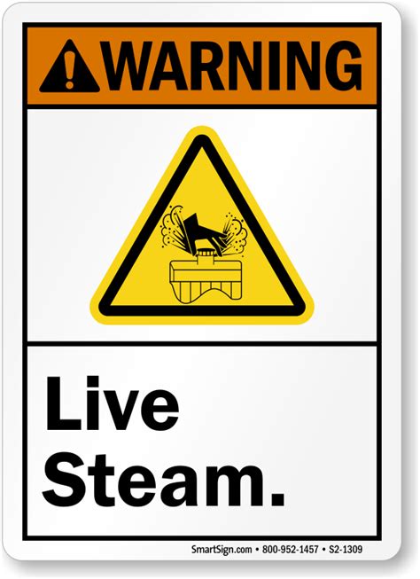 Hot Water Signs Live Steam Warning Signs