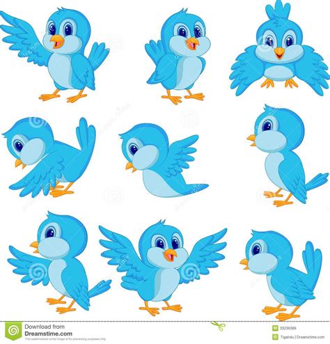 Cute Blue Bird Cartoon Stock Vector Image Of Funny Beak