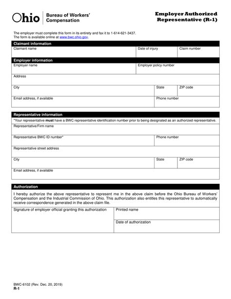 Form R 1 Bwc 6102 Fill Out Sign Online And Download Printable Pdf