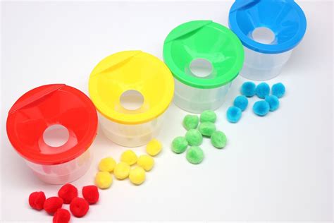 Color Sorting Pots and Poms | Color sorting preschool, Color sorting ...