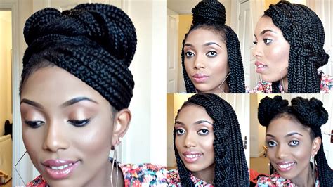 This men braids hairstyles requires very long hair or weaves. Styling Box Braids/ 6 Simple And Elegant Styles - YouTube