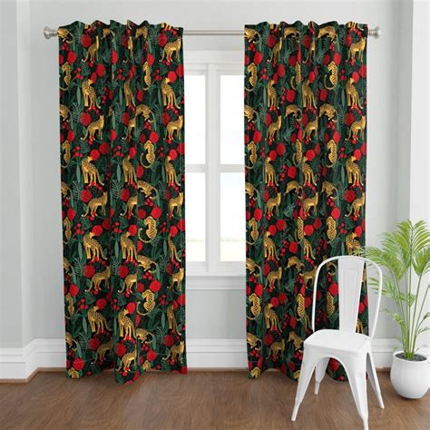 Maximalist Leopards Curtain Panel Leopards And Roses By Etsy