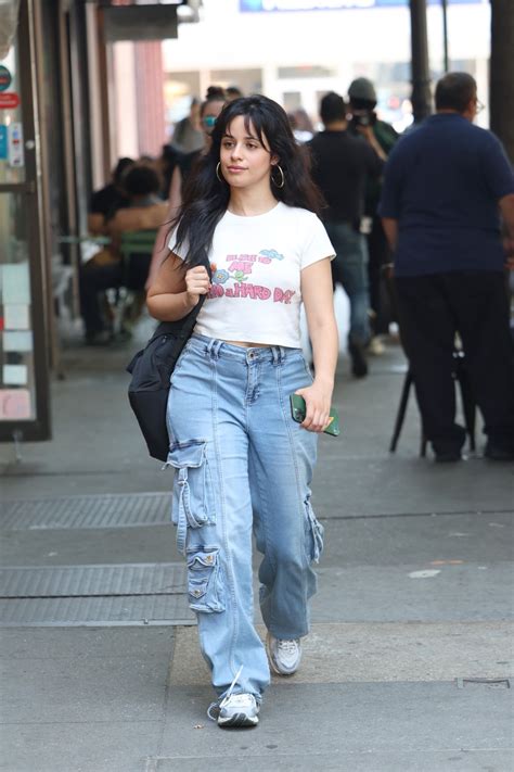 Camila Cabello In A White T Shirt And Baggy Blue Jeans New York 06 02