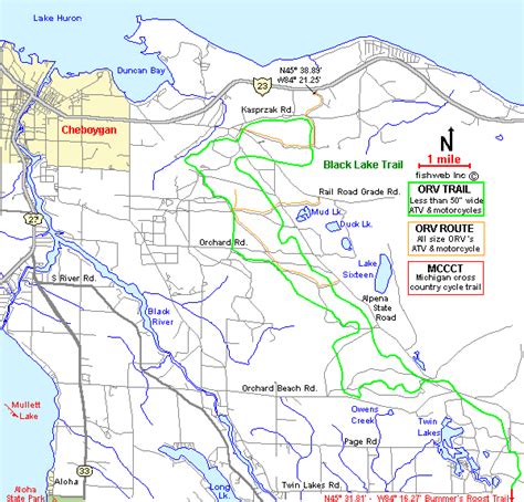 Black Lake Atv Orv Ohv Motorcycle Off Road Trail Map Cheboygan County