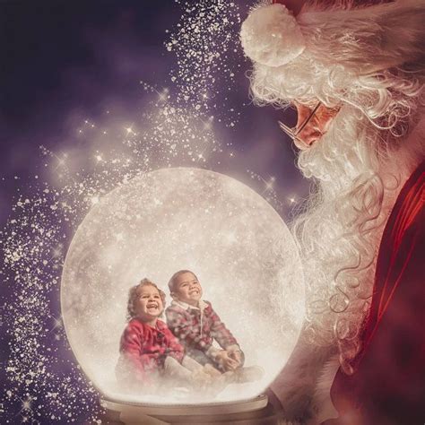 Santa Holding Snow Globe Layered Psd Snowglobe Santa Snow Etsy