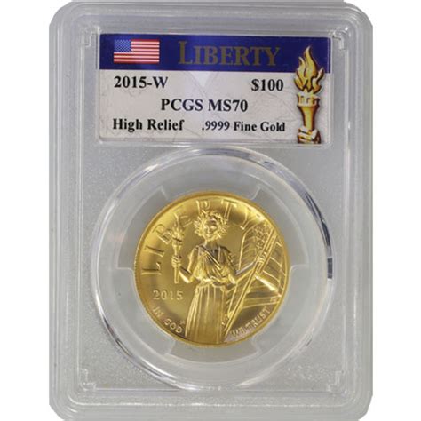 2015 W 1 Oz Gold American Liberty High Relief Coins Ms70