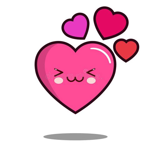 Emoticon Cute Love Heart Cartoon Character Icon Kawaii Flat Design