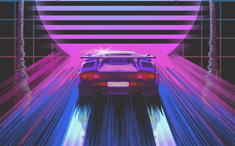Download Wallpaper 1680x1050 Car Retro Art 80s Neon
