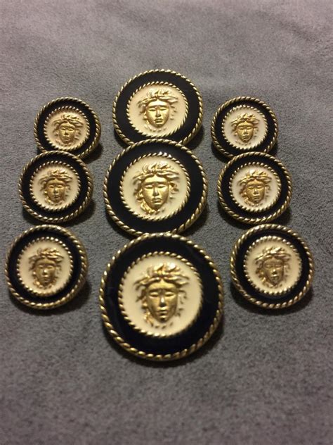 Rare Versace Medusa Head Metal Buttons Gold Black And White Set Of 9
