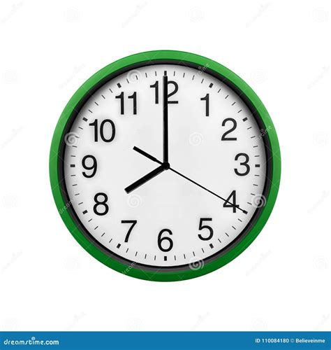 Green Wall Clock Isolated On A White Background Stock Photo Image Of