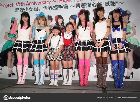 Members Japanese Pop Idol Girl Group Morning Musume Pose Two Stock