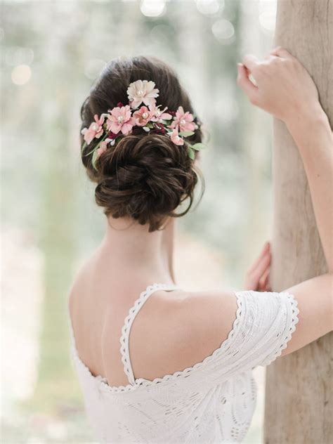 Dusty Pink Floral Headpiece Wedding Blush Floral Comb Etsy Bridal
