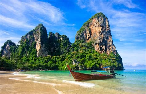 Railay Beach Krabi Thailand The Tropical Beach Of Railay Krabi Stock