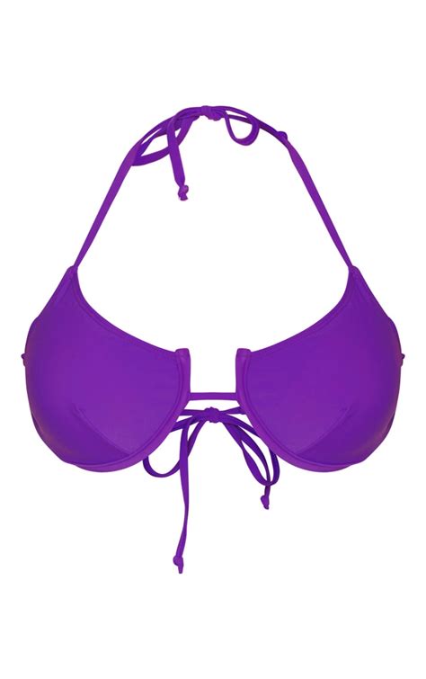 Purple Underwired Tanga Bikini Top Swimwear Prettylittlething Ksa