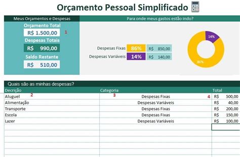 Planilha De Orçamento Pessoal Simplificado Excel Easy