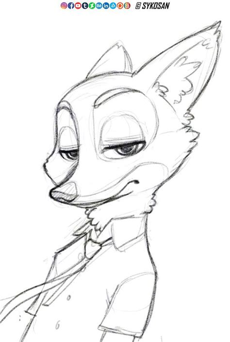 Nick Wilde From Zootopia By Sykosan On Deviantart Easy Dragon Drawings
