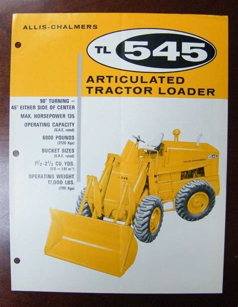 Allis Chalmers Model Tl 545 Articulated Tractor Loader Brochure
