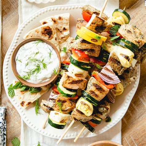 Grilled Mediterranean Turkey Skewers Shady Brook Farms