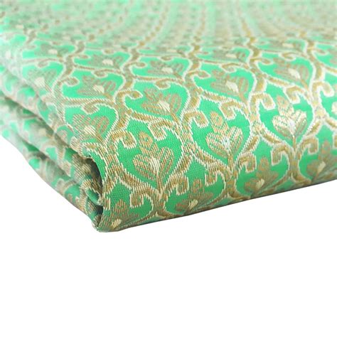 One Yard Paisley Teal Indian Brocade Fabric By The Yard For Etsy