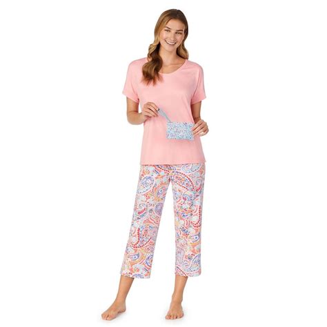 Womens Cuddl Duds Top And Capri Pajama Set With Wristlet In 2020