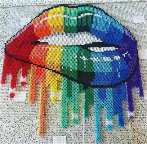 Rainbow Lips Perler Art Etsy