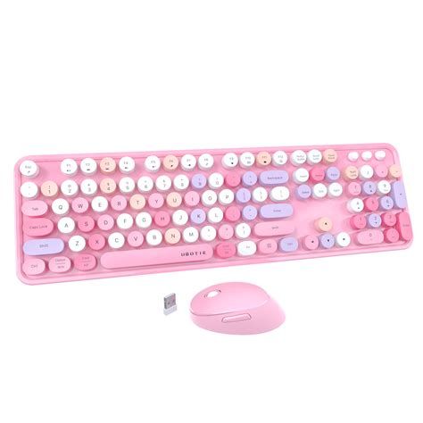 Ubotie Colorful Computer Wireless Keyboard Mice Combo Retro Typewriter