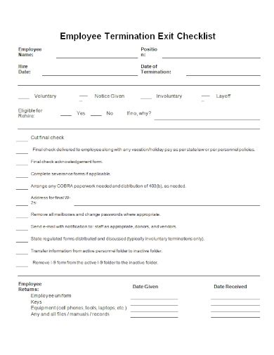 Employee Termination Checklist To Do List Organizer C Vrogue Co