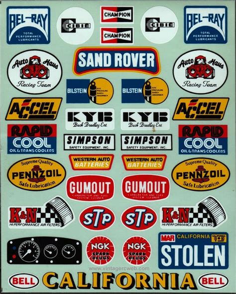 Vintage Auto Decals Racing Stickers Decal Sheets Stickers