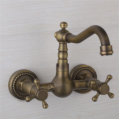 European Style Vintage Wall Mount Kitchen And Bathroom Faucet With Double