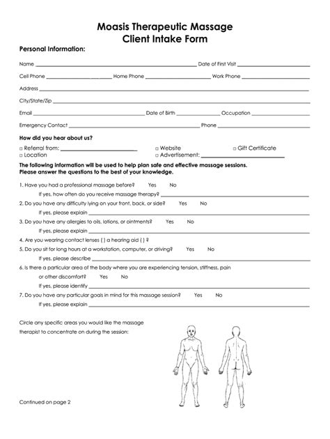 Massage Intake Form Template Fill Out And Sign Online Dochub