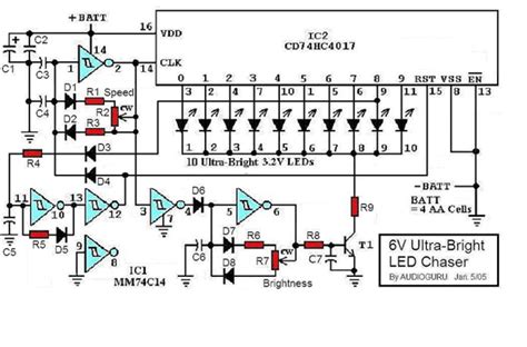 6v Ultra Bright Led Chaser Circuit Diagram Super Circuit Diagram