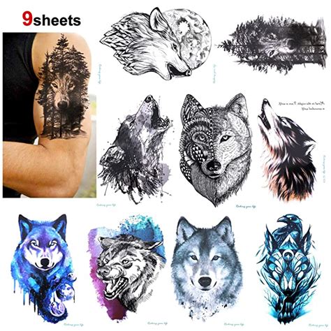 Buy Konsait 9 Pcs Wolf Temporary Tattoo For Women Men Fake Tattoo Body