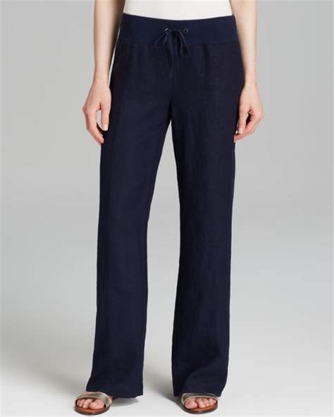 Eileen Fisher Wide Leg Pants In Blue Midnight Lyst