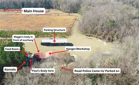 photo map overview showing where paul and maggie s body were found on the property in alex
