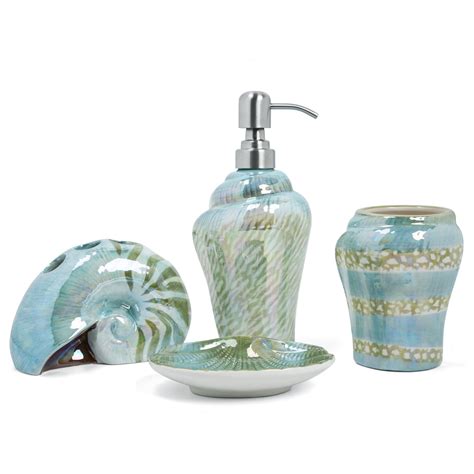 Forlong Fl3008 Green Conch Sea Shell Ceramic Bathroom Accessories Set