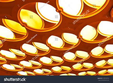 Unusual Geometric Ceiling In Building Abstract Pattern Stock Photo
