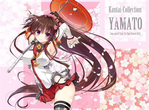 Ameto Yuki Yamato Kancolle Kantai Collection 10s 1girl Artist Name Breasts Brown Eyes